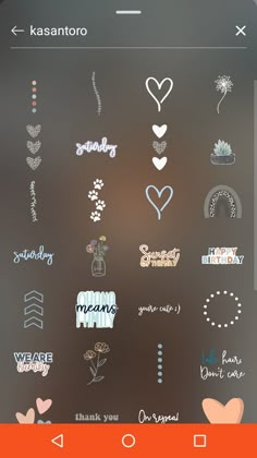 an iphone screen with various stickers on it