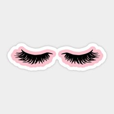 two eyelashes with long lashes sticker on the side of a white background, one is pink