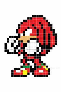 an image of a pixel art style sonic the hedgehog with red and yellow colors