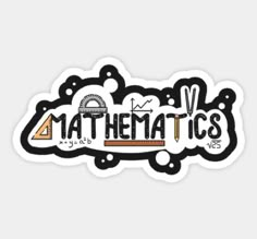 a sticker that says mathmatics with an image of a computer mouse on it