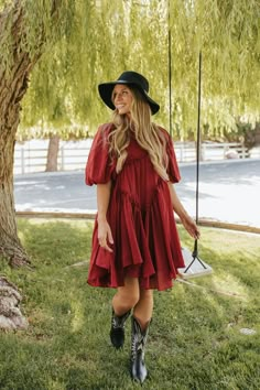 THE ISABELLE ASYMMETRICAL MINI DRESS IN BERRY Spaghetti Strap Dress With Shirt Under, Strap Dress With Shirt Under, Country Dresses With Cowboy Boots, Womens Western Dress, Cowgirl Boot Outfits, Boho Dress Outfit, Thrift Outfit, Wedding Reception Dresses, Asymmetrical Pattern