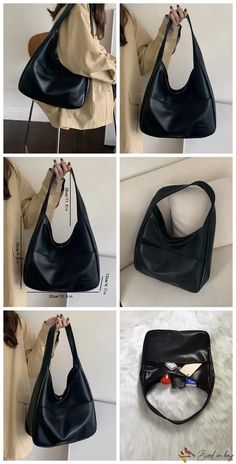 Bags Inspo Aesthetic, Leather Hobo Bag Outfit, Medium Size Bag, Large Bag Outfit, Bag Style Ideas, Summer Bags Handbags, Styling Handbags, Outfit With Bag, Black Purse Outfit