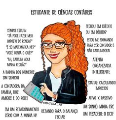 a drawing of a woman with red hair and glasses holding a calculator in her hand