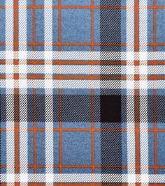 an orange and blue plaid fabric