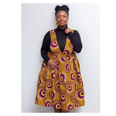 Fun, timeless and classy Ankara Pinafore dress! Designed with maximum comfort in mind, this dress comes with an expandable elastic waist. Pair it with any shirt, blouse or tube tops and style it for all seasons. Made from 100% Ankara Cotton Fabric, this Pinafore dress comes lined for extra destiny. Can be customize with different fabric options. Please send us a message to receive current fabric inventory for alternative fabric options. FEATURES ✨ Elastic and Zipper Fitted waist line ✨ Lined for Ankara Pinafore, Pinafore Dress Outfit, Chitenge Outfits, African Print Kimono, Ankara Outfits, Formal Clothes, African Print Dress Ankara, Simple Gowns