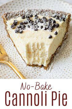 no - bake cannoli pie with chocolate chips on top