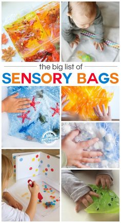 the big list of sensory bags for babies and toddlers to use in their activities