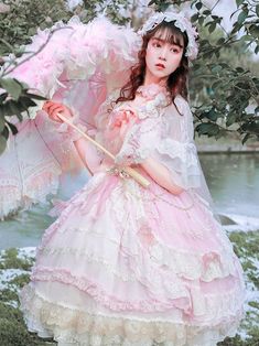 Features: The bowknot of the train is removable. Pink Ribbon Bow For Spring, Pink Bow For Spring Party, Detachable Bow For Spring Wedding, White Lace Gloves, Pink Morning, Magical Clothes, Kawaii Outfit, Formal Clothes, Steampunk Fashion Male