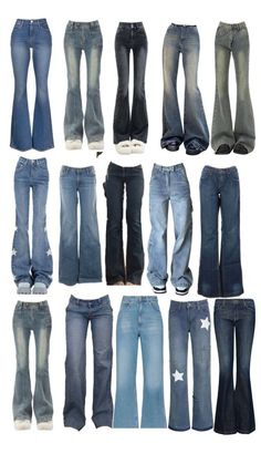 Best Places To Get Flared Jeans, Pants Collage, Different Jean Styles, Smink Inspiration, Types Of Jeans, Outfit Inspo Casual, Cute Jeans