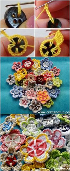 the instructions to make crocheted buttons with yarn