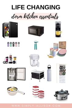 an image of kitchen essentials with text overlay