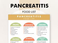 PANCREATITIS FOOD LIST - Printable PDF Guide - What to Eat and What to Avoid - Quick Reference Sheet Are you trying to follow a pancreatitis friendly diet and seeking guidance on what foods to include in your diet? Look no further! Our simple Pancreatitis Diet Food List is here to assist you on your journey towards healthier eating habits. This downloadable PDF guide provides a carefully curated selection of foods ideal for managing your diet and promoting overall well-being. If you are seeking Cooking Swiss Chard, Food Chart, Healthy Cereal, Healthier Eating, Reference Sheet, Healthy Food List, List Printable, Diet Food List