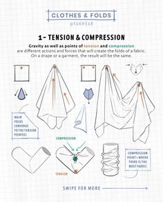 the instructions for how to fold clothes and fold them in different directions, with text below