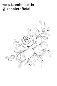 a black and white drawing of a flower