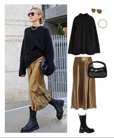 Skirts With Boots Outfit, Necklace Outfit Ideas, Skirt Boots Outfit, Skirts And Boots, Elegant Streetwear, Necklace Collar, Mode Casual, Looks Street Style, Streetwear Casual