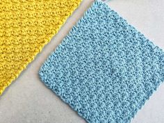 two crocheted squares sitting next to each other