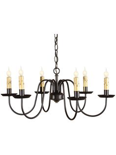 a chandelier with five lights hanging from it's center and four arms