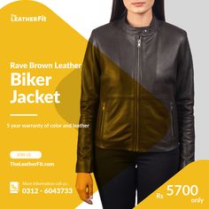 Rave Brown Leather Biker Jacket For Women ABOUT: This unique Jacket is made of High-Quality Genuine SHEEP-SKIN Leather. Its leather is very glamorous that makes it very adaptable to wear on any occasion. The Jacket is professionally cut and stitched throughout as following International Standards. Great Choice for Casual & Parties. 100% Money-Back Guarantee. #TheLeatherFit #Leather_Jackets_For_Men #Leather_Jacket_For_Women Brown Leather Biker Jacket, Jacket For Women, Leather Biker Jacket, Casual Party