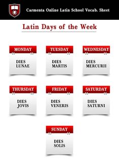 the latin days of the week are displayed in this screenshoter's image