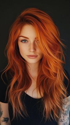 For the fearless, this edgy copper hair color is the ultimate choice. Visit our page for more daring hair inspiration. Save this pin to keep this bold idea on hand! Bright Copper Hair Color, Redheaded Women, Rouge Hair, Roux Auburn, Fire Red Hair, Fire Crackers, Cowboy Copper, Classic Wedding Hair