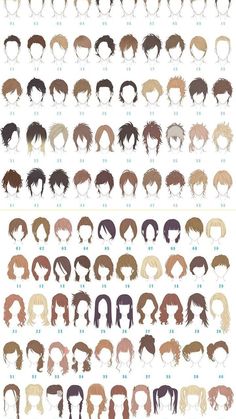 the different types of hair are shown in this image, and each has their own color