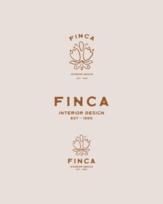 the logo for finca interior design is shown in brown and beige colors, with an elegant