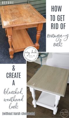 the before and after photos of an end table