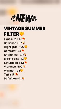 the new vintage summer filterr is available for all types of cameras and video equipment