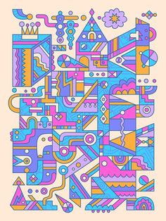 an abstract design with different colors and shapes