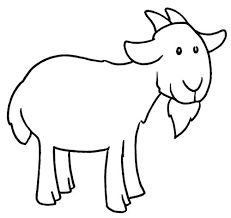 a goat with horns standing in front of a white background and black outline on the side