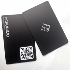 two black business cards with qr code on them