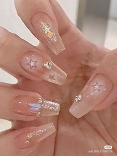 Temu Nails, K Nails, Classy Acrylic, Asian Nails, Korean Nails, Blush Nails, Pretty Gel Nails, Really Cute Nails, Long Acrylic