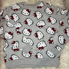 Hello Kitty Logo Sweatshirt Nwot Size Small Bought From The Sanrio Store In California Hello Kitty Crew Neck Top, Fitted Hello Kitty Crew Neck Top, Hello Kitty Print Crew Neck Top For Winter, Winter Hello Kitty Print Crew Neck Top, Trendy Hello Kitty Print Crew Neck Top, Hello Kitty Print Crew Neck Tops For Fall, Trendy Hello Kitty Print Crew Neck Sweatshirt, Winter Cotton Tops With Hello Kitty Print, Cute Hello Kitty Print Crew Neck Sweatshirt