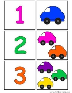 the numbers 1 to 10 with cars on them