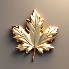 a golden maple leaf on a gray background