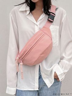 BagForLove - Classic Casual Waist Bag - Medium Size, Solid Color Product Description Color Pink Strap Type Adjustable Style Fashionable Bag Size Medium Pattern Type Plain Closure Type Zipper Type Sling Bag Composition 100% Polyester Material Polyester Size Chart INCH CM Strap Length Bag Height Bag Width Bag Length 43.3 inch 6.3 inch 3.9 inch 13 inch Strap Length Bag Height Bag Width Bag Length 110 cm 16 cm 10 cm 33 cm Details Pictures Similar Products h2 { text-align: center; } /* æ¢è¡ */ li{ Casual Chest Bag For On-the-go, Casual Pink Bag With Mobile Phone Pocket, Casual Pink Bag With Large Capacity, Casual Pink Bags With Large Capacity, Casual Pink Pouch Shoulder Bag, Summer Casual Crossbody Chest Bag, Casual Pink Bag With Adjustable Strap, Casual Summer Crossbody Chest Bag, Casual Pink Pouch Bag