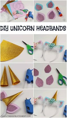 diy unicorn headbands made out of paper and glitter