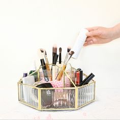 Discover the epitome of style and practicality with our pride and joy - the Rotating Makeup Organizer. Whether you're perfecting your vanity setup or seeking the perfect gift, this organizer is unmatched. For those who crave organization and efficiency, our 11.25-inch long, 5.5-inch tall makeup organizer is the answer. It not only offers ample space for all your makeup essentials like lipsticks, skincare, and fragrances but also features a unique rotating design, making it effortless to find what you need while adding a touch of elegance to your space. Fashioned from water-ripple glass, it exudes sophistication and grace. Whether you're upgrading your beauty nook or gifting it to a loved one, it's a cherished keepsake. Enhance your experience with our personalized customization option. Hav Glass Skincare, Skincare Shelf, Vanity Setup, Rotating Makeup Organizer, Perfume Display, Cosmetics Storage, Makeup Organizer, Toiletry Storage, Cosmetic Storage