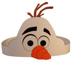 a cartoon bird with an orange nose sticking out of it's mouth, sitting on top of a white surface