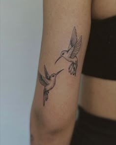 BRUNA WILHELM en Instagram: “Beija-flores da Adi 🤍 . . #fineline #finelinetattoo #hummingbird #hummingbirdtattoo #singleneedle #singleneedletattoo #inked #blackink…” Hummingbird Tattoo Ideas, Small Hummingbird Tattoo, Tato Tradisional, Tato Minimal, Petit Tattoo, Muster Tattoos, Inspiration Tattoos, Forearm Tattoo Women, Sunflower Tattoos