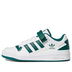 The Adidas Forum Low 'White Collegiate Green' is a stylish, eco-friendly shoe designed to conquer any terrain while keeping you looking great. The upper body is constructed with 25% recycled materials, providing a sustainable option for anyone looking to reduce their carbon footprint. With collegiate green adidas stripes on the outside, distinctive textile lining, and a lace-closure plus reinforcing hook-and-loop strap for security, this shoe offers both comfort and style. The rubber outsole provides stability for a wide range of activities and the stumped adidas logo below the outer ankle serves as a reminder of the quality you can expect from Adidas. (SNKR/Skate/Unisex/Low Top/Non-Slip/Wear-resistant) Green Adidas Forum Low, Adidas Green Sneakers For Outdoor With Logo, Green Adidas Sneakers For Outdoor Activities, Adidas Green Sneakers With Logo For Outdoor, Green Adidas Sneakers With Logo For Outdoor, White Sporty Skate Shoes For Outdoor, White Urban Skate Shoes For Outdoor, White Sneakers With Speckled Midsole For Outdoor Activities, White Low-top Skate Shoes For Outdoor