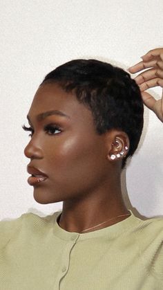 Short Relaxed Hair Black Women, Pixie Cut Big Forehead, Very Short Relaxed Hair, Short Black Natural Hair, Big Chop Styles 4c Hair, Relaxed Hair Black Women, Permed Pixie, Black Women Short Haircut