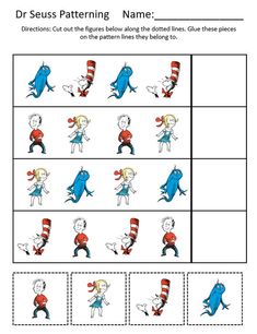 dr seuss's patterning worksheet for children