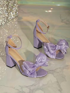 Fashion Purple Sandals For Women, Bow Decor Chunky Heeled Ankle Strap Sandals Valentines Purple Fashionable    Plain Ankle Strap   Women Shoes, size features are:Bust: ,Length: ,Sleeve Length: Shoes For Purple Dress Heels, Purple Birthday Outfit For Women, Sweet 16 Shoes Purple, Purple Suprise Dance Outfit, Quinceanera Shoes Purple, Purple Sweet 16 Heels, Quince Heels Purple, Lavender Wedding Shoes, Purple Shoes Heels Quince