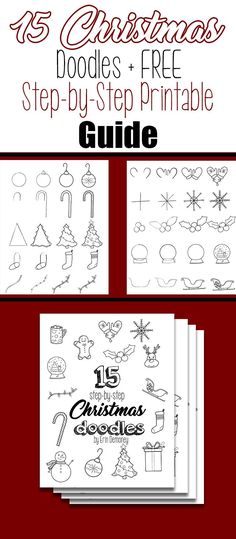 christmas doodles and free step by step printable guide