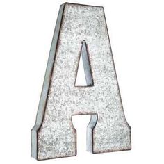 an old rusty metal letter is shown on a white background and has been altered to look like it could be used as a wall hanging ornament