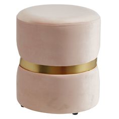 Violet Round Ottoman-Ottoman-Worldwide Homefurnishings Inc-Wall2Wall Furnishings Gold Metal Belt, Modern Ottoman, Velvet Ottoman, Upholstered Storage, Upholstered Ottoman, Pink Velvet, Makeup Vanity