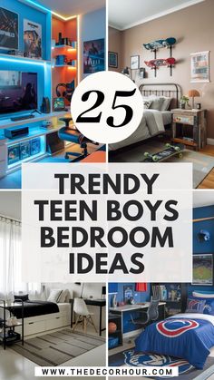 Designing a teenage bedroom can be exciting with these 25 creative ideas! Featuring gaming bedroom setups, aesthetic teenage room decor, and comfortable beds, this list will help you transform any teen boy’s room into a welcoming haven. Whether your teen prefers bold colors or a minimalist look, there’s something for everyone. Click to explore these ideas or save for future inspiration—visit our website for more! Teenager Boys Bedroom Ideas, Teen Boy Bedroom Decor, Teenager Bedroom Boy, Teenage Boy Room, Teen Bedroom Designs