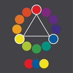 an image of a colorful triangle with circles around it on a dark background, which is also used as a logo