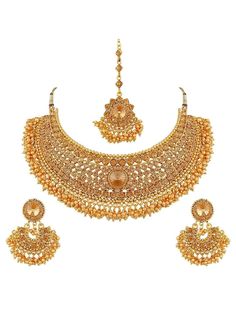 Indian Bollywood Traditional Crystal Pearl Wedding Choker Necklace Earrings Maang Tikka Jewelry Set Maang Tikka Bridal, Wedding Choker Necklace, Tikka Jewelry, Kundan Jewellery Set, Maang Tikka, Indian Wedding Jewelry